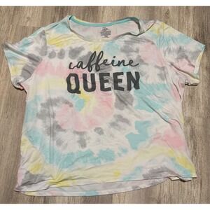 Secret Treasures Caffeine Queen Tie Dye Sleep Shirt Womens 2X 18W-20W Pastel Tee
